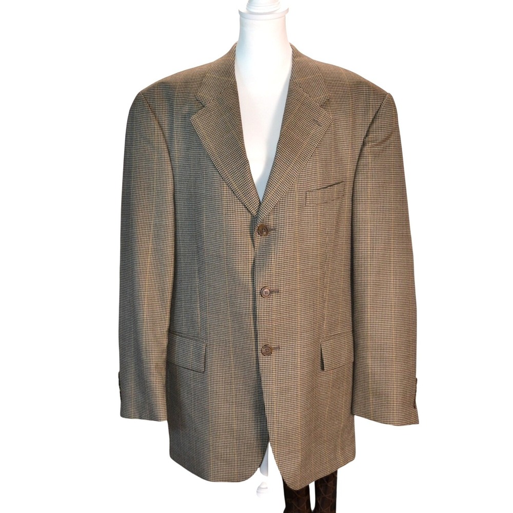 Chaps Ralph Lauren Wool Sport Coat Business Fall Brown Houndstooth 44R Canada‎